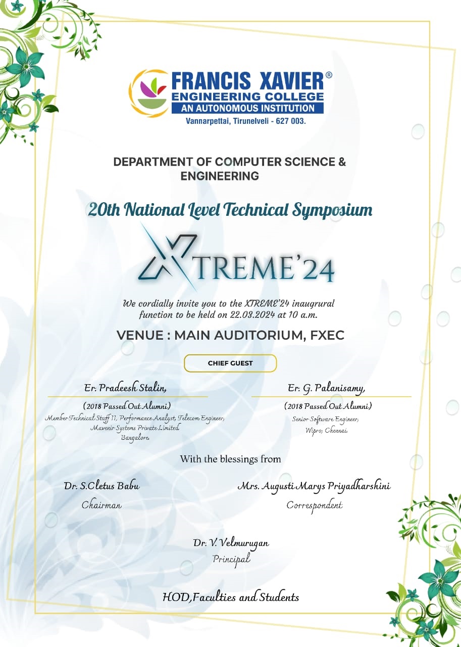 Xtreme 2024 – CSE Symposium (Chief Guest - CSE Alumni)