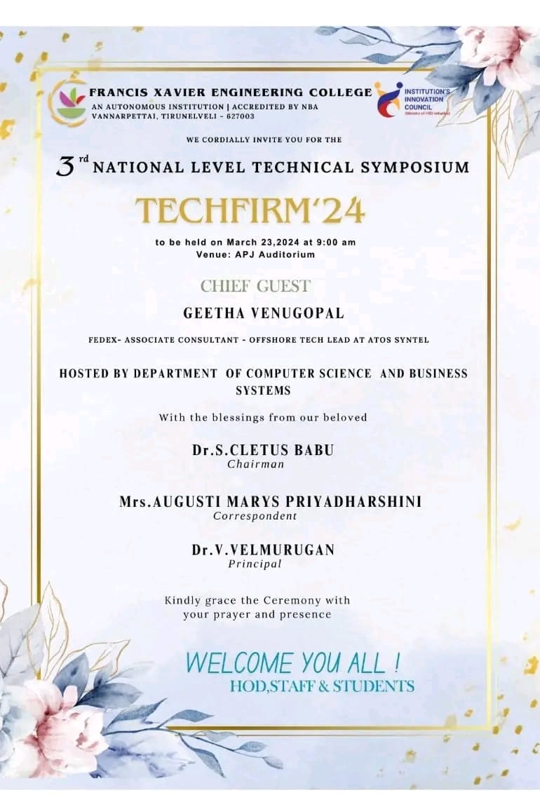 CSBS Symposium – Techfirm 24 - (Chief Guest CSE Alumni)